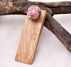 Multi Colour Flower Ceramic Wooden Door Stopper